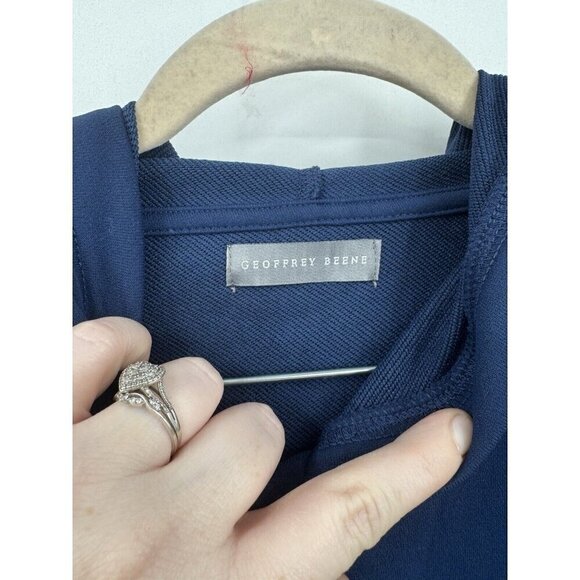 Geoffrey Beene Lightweight Hoodie Men XL Blue Pullover Classic Minimalist NEW - Picture 3 of 9
